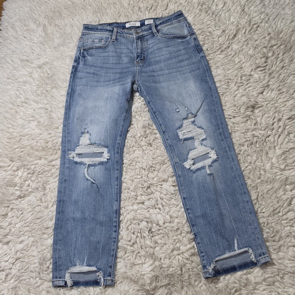Kancan Signature Women's Estilo Distressed Straight Ankle Denim Jeans 28
